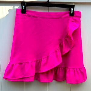 Two Cumberland Hot Pink Faux Wrap Ruffle Skirt | Size Medium